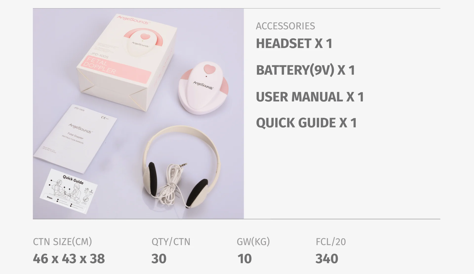 JPD-100S AngelSounds Fetal Doppler package