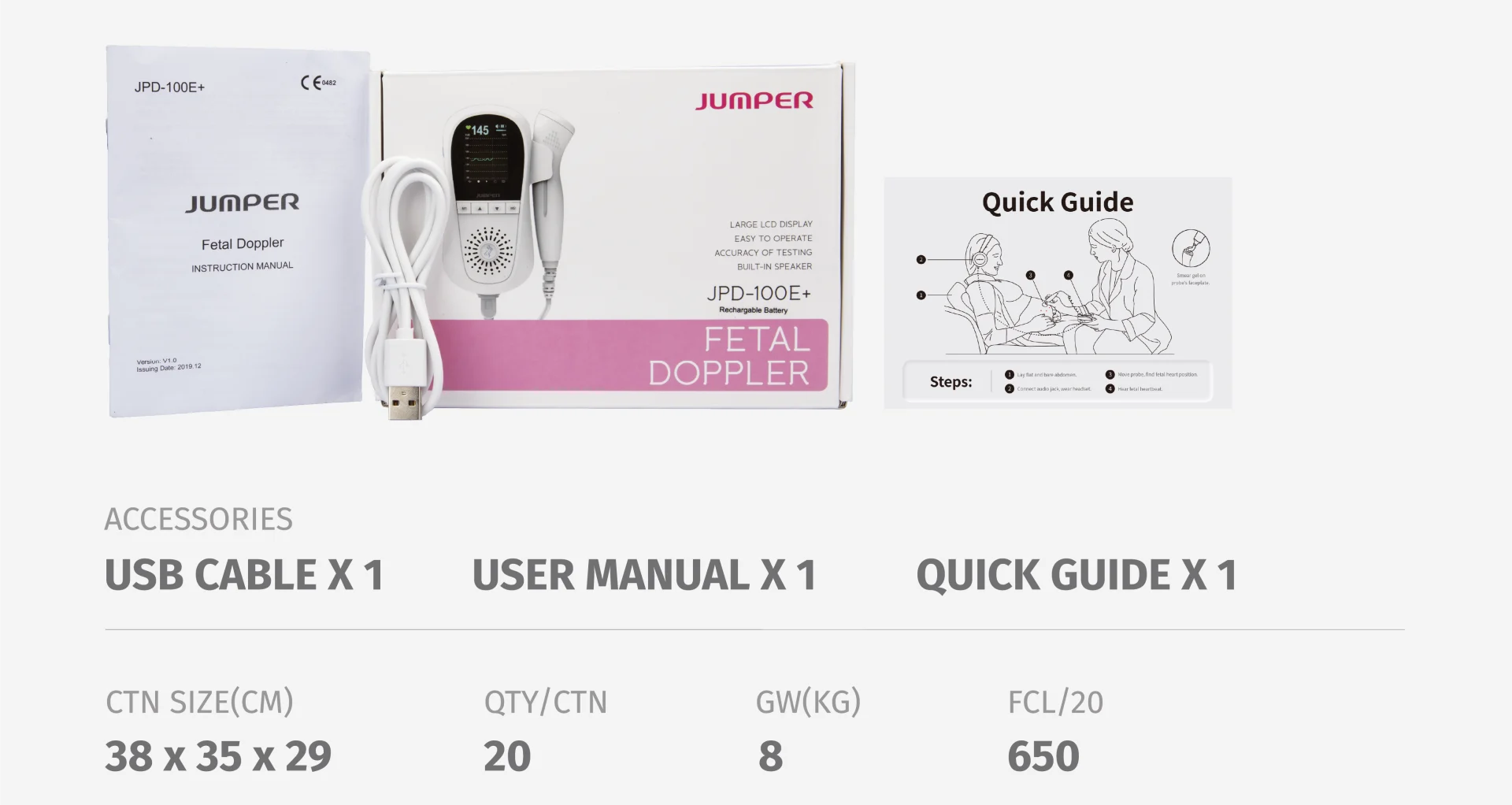 JPD-100E+ Fetal Doppler package