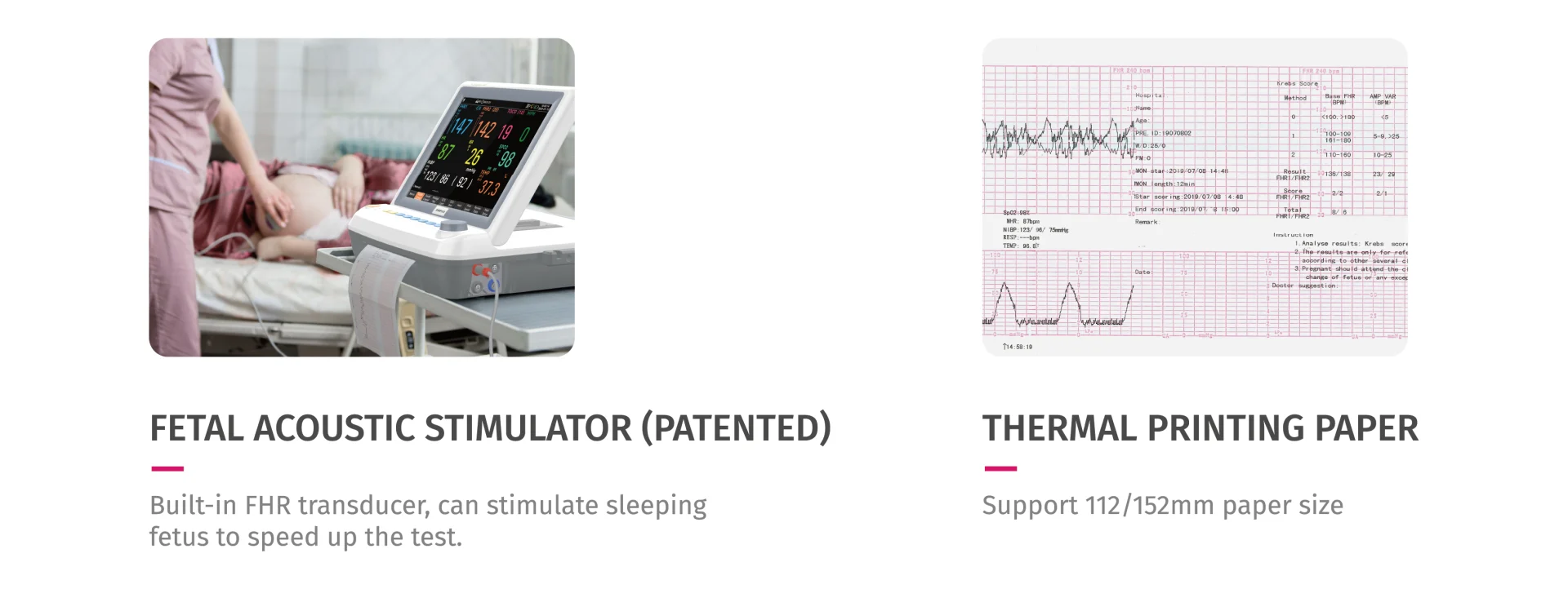 JPD-600P 12 Inch Fetal & maternal monitor features
