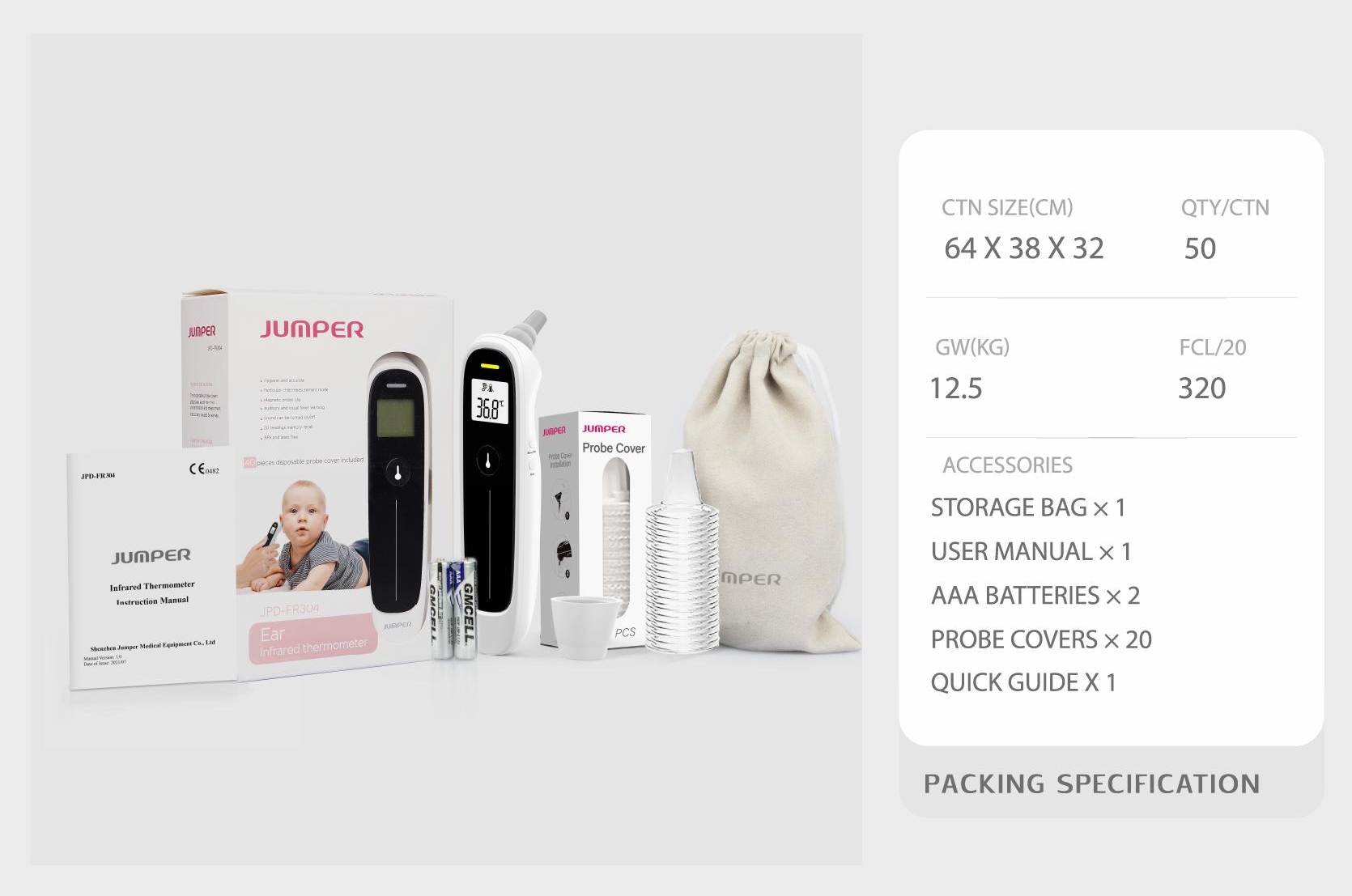 JPD-FR304 Infrared Thermometer package