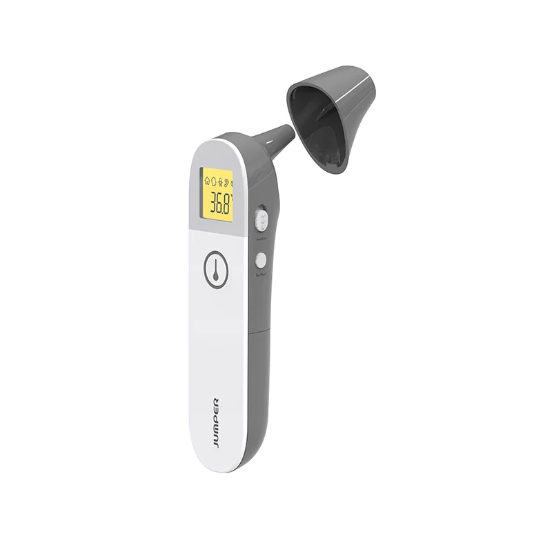 JUMPER JPD-FR410 infrared thermometer angled view with probe cover