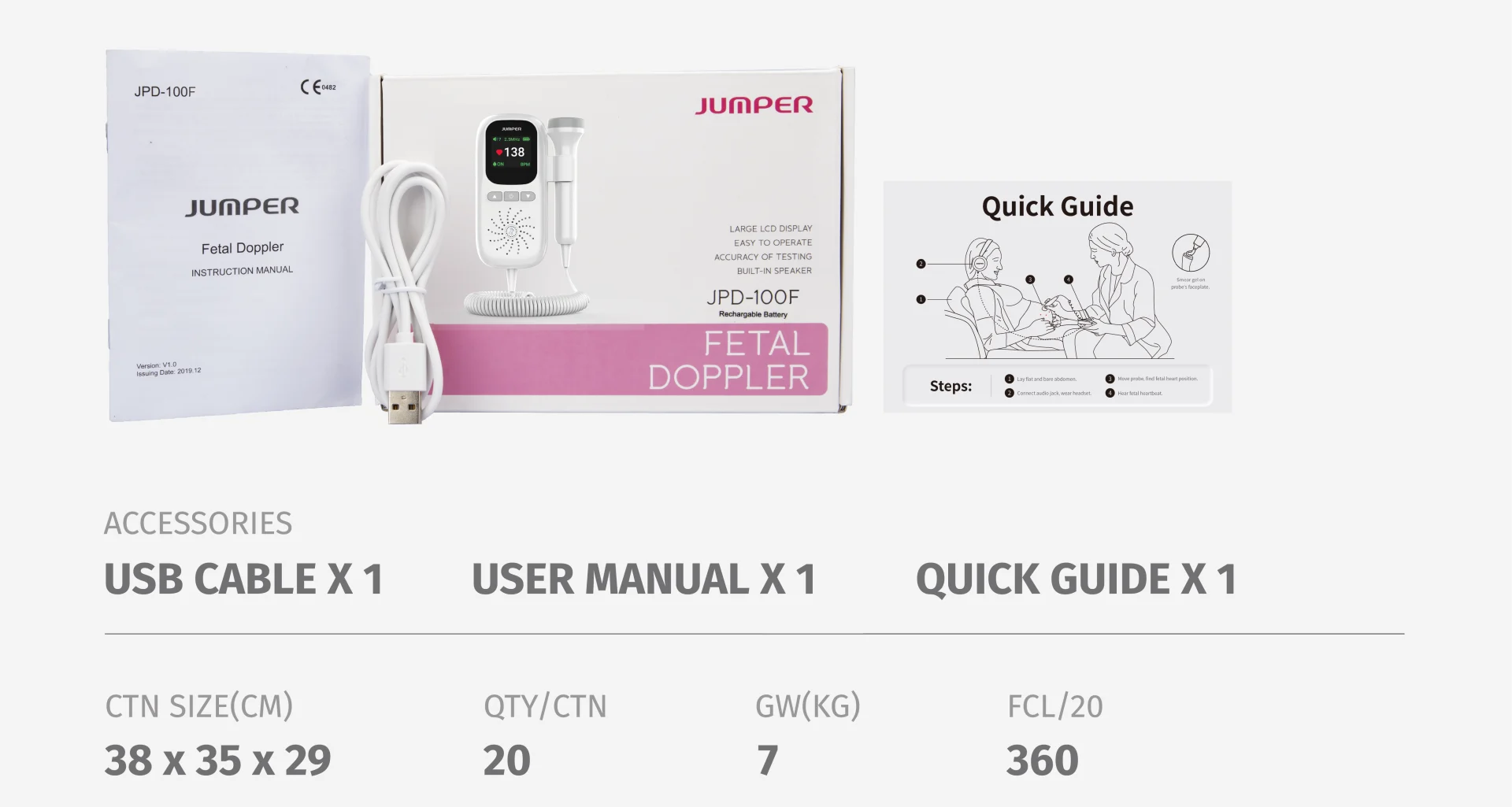 JPD-100F Fetal Doppler package