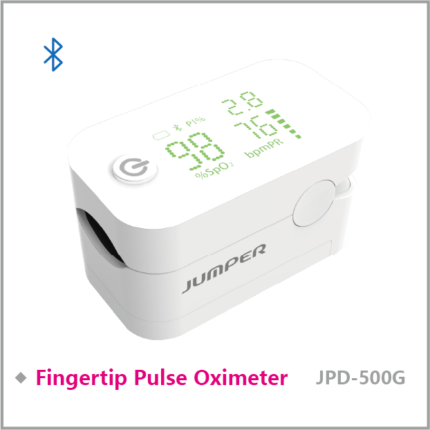 JUMPER JPD-500G white fingertip pulse oximeter with green LED display